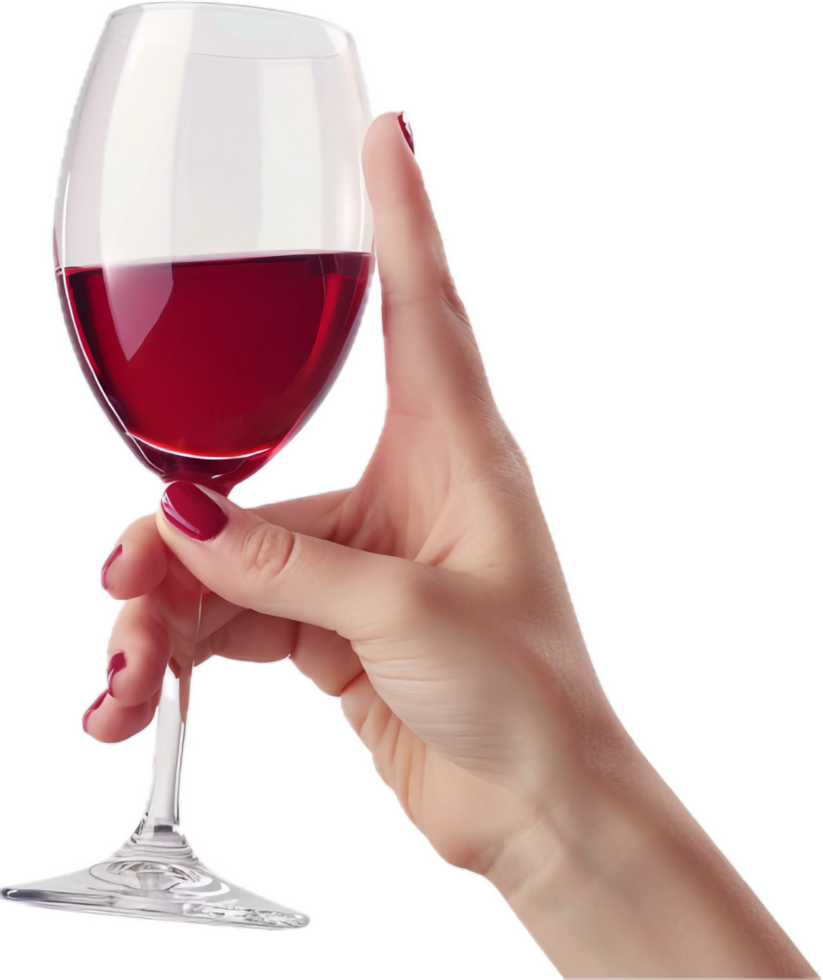 Hand Holding Glass of Red Wine. png