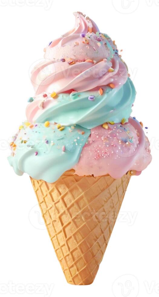 ice cream cone in pastel colors 3D render photo
