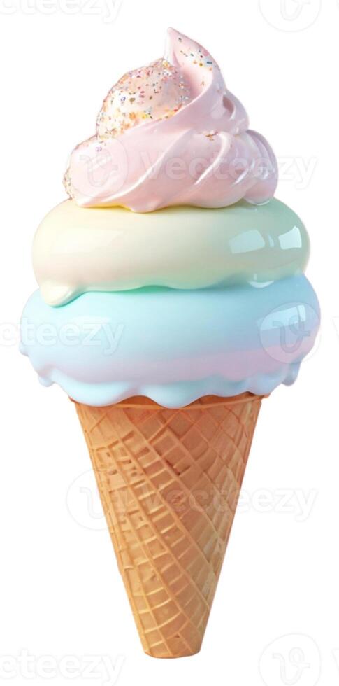 ice cream cone in pastel colors 3D render photo