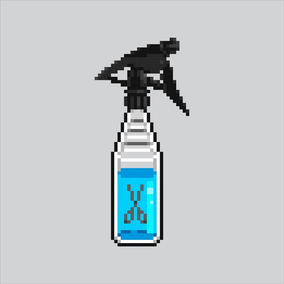 Pixel art illustration Water Spray. Pixelated Bottle Sprayer. Barber Water Bottle Sprayer pixelated for the pixel art game and icon for website and game. old school retro. vector