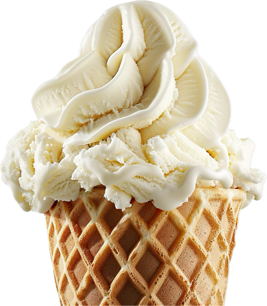 Vanilla Ice Cream Cone Close-Up. png