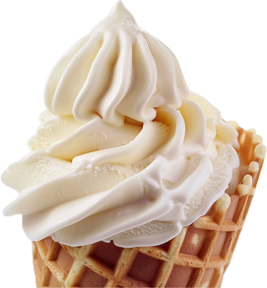 Vanilla Ice Cream Cone Close-Up. png
