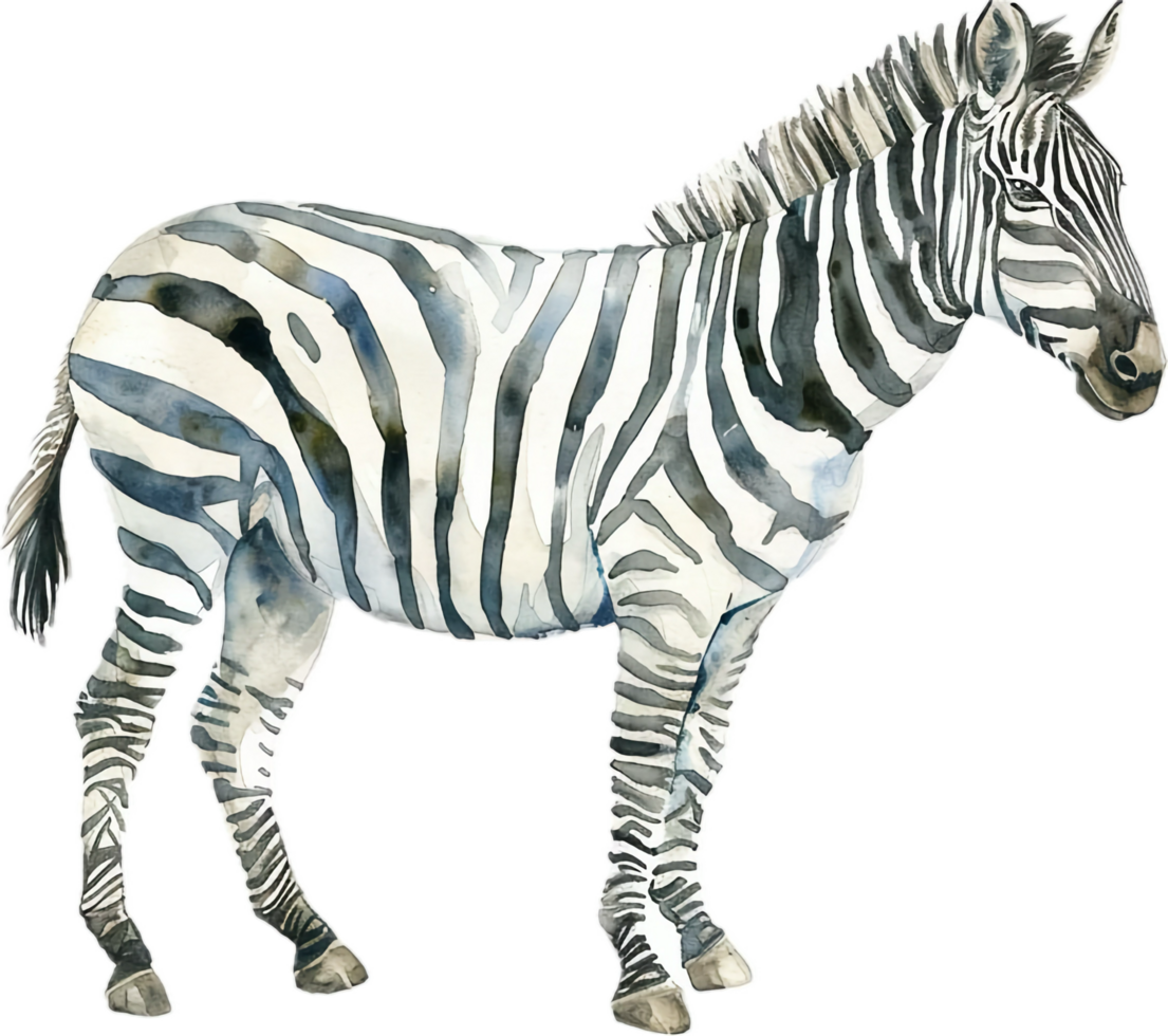 Watercolor Painting of a Zebra. png