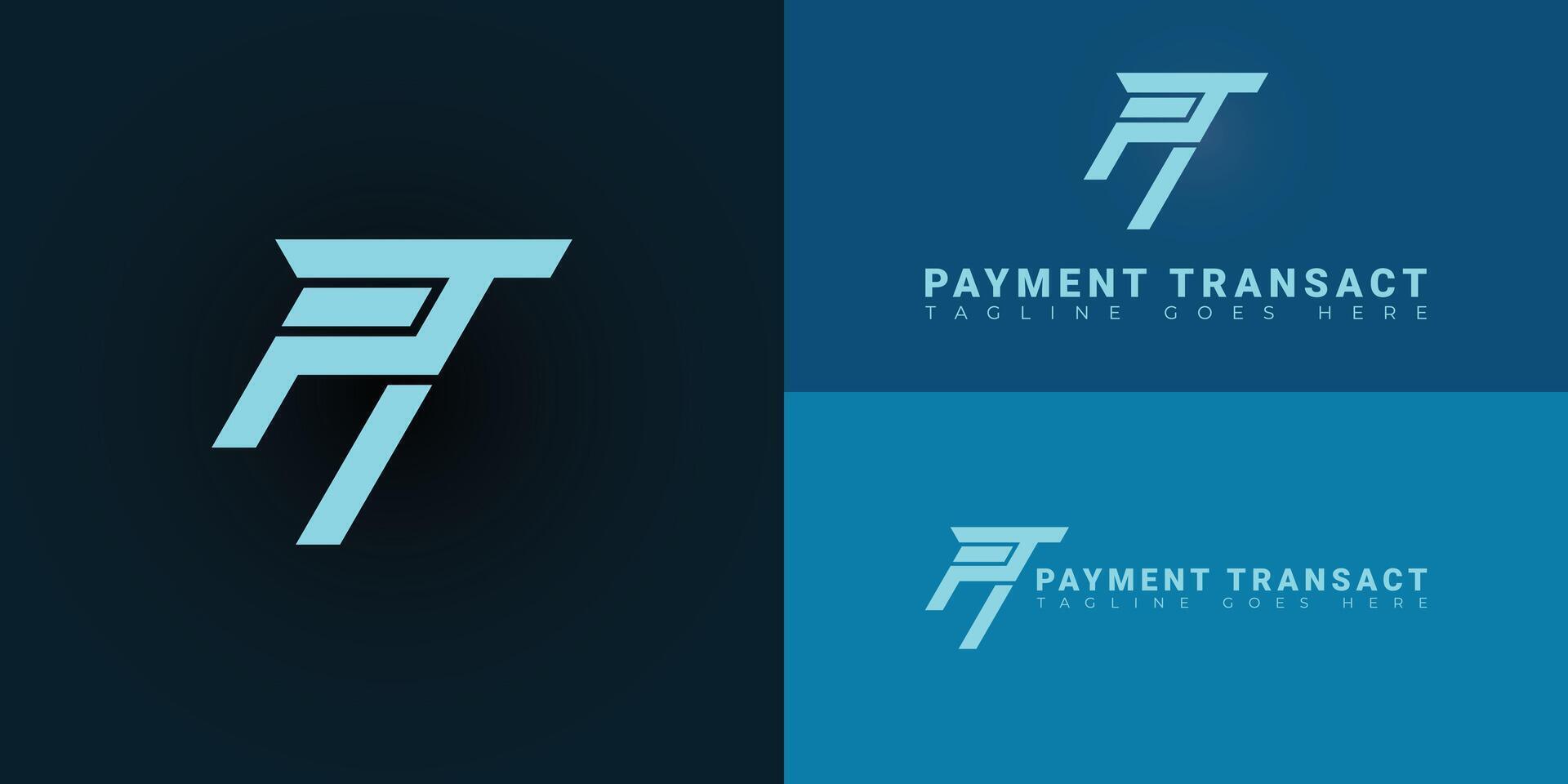 Abstract initial letters PT or TP logo in blue color isolated on multiple background colors. The logo is suitable for online payments company logo design illustration inspiration templates. vector