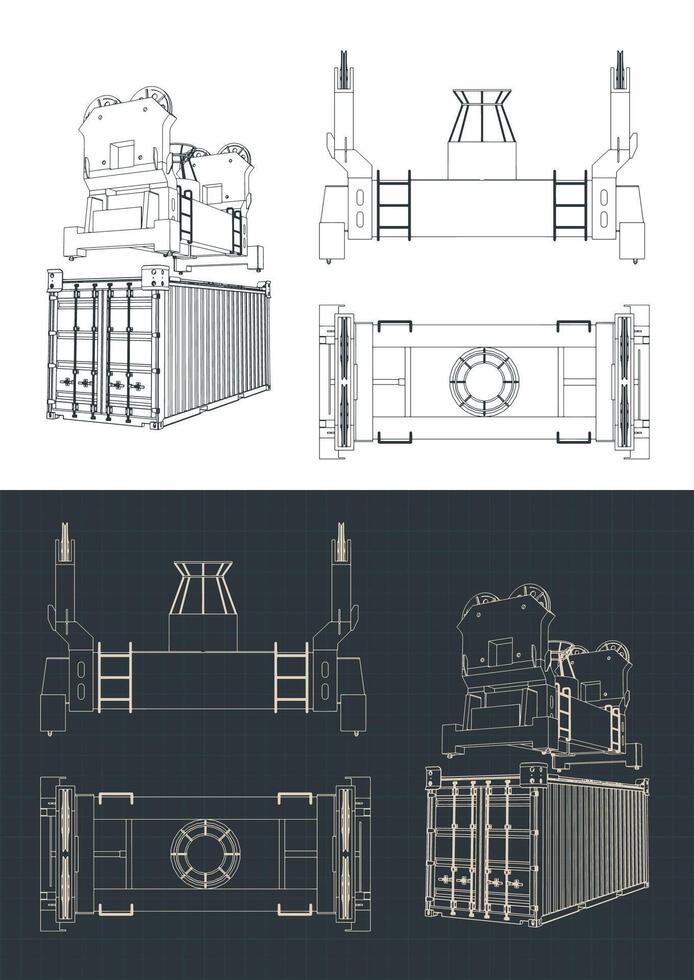 Frame Container Spreader blueprints vector