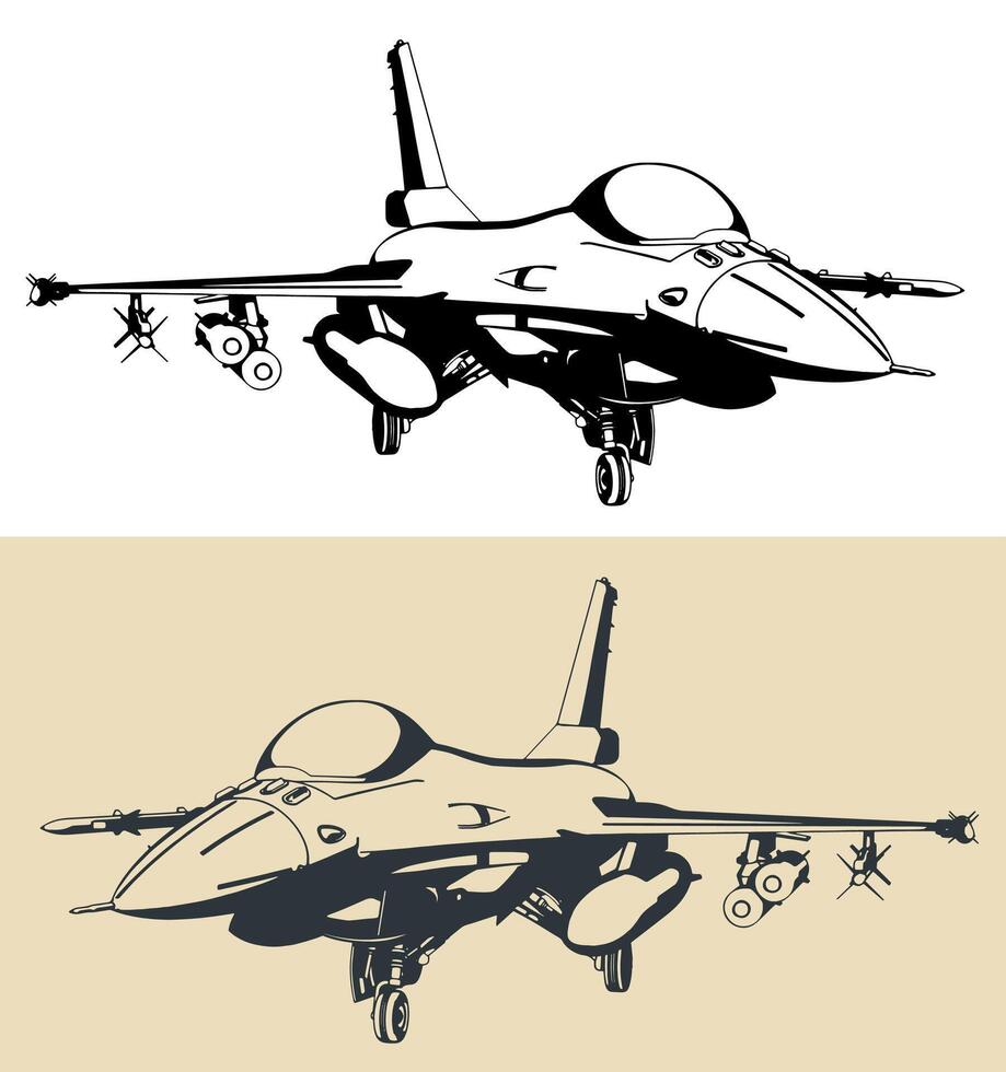 Military aircraft F-16 vector