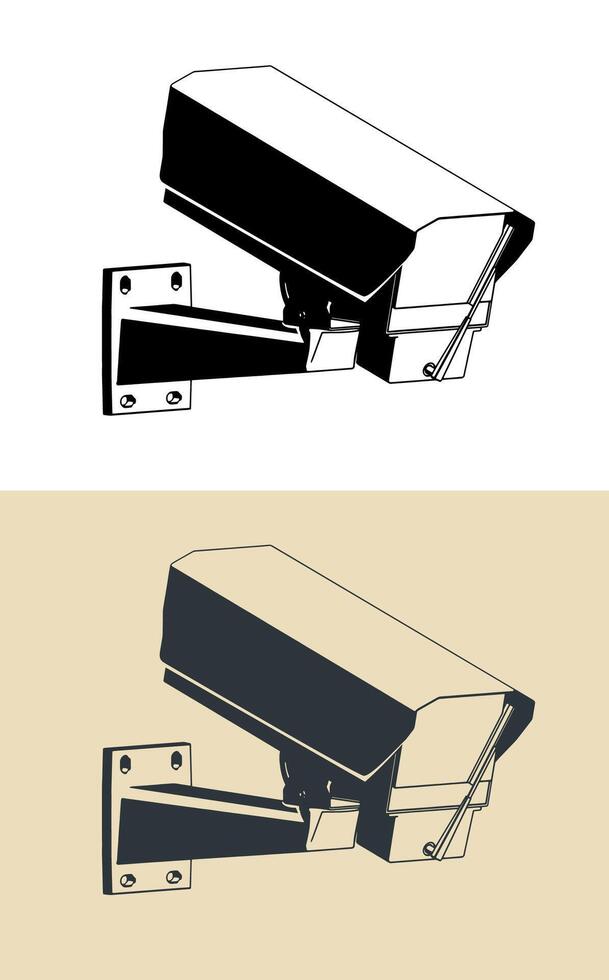 Surveillance camera with windscreen wiper vector