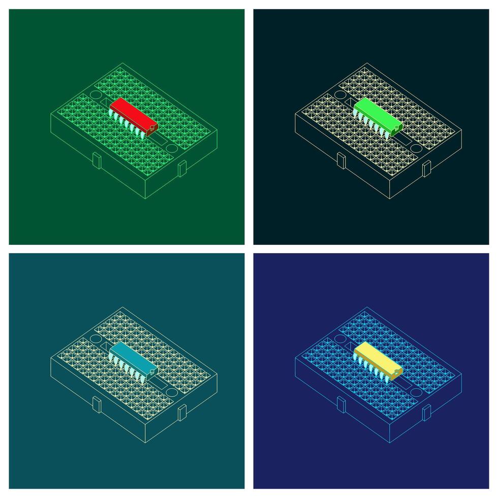 tablero de circuitos con un microcontrolador en eso vector