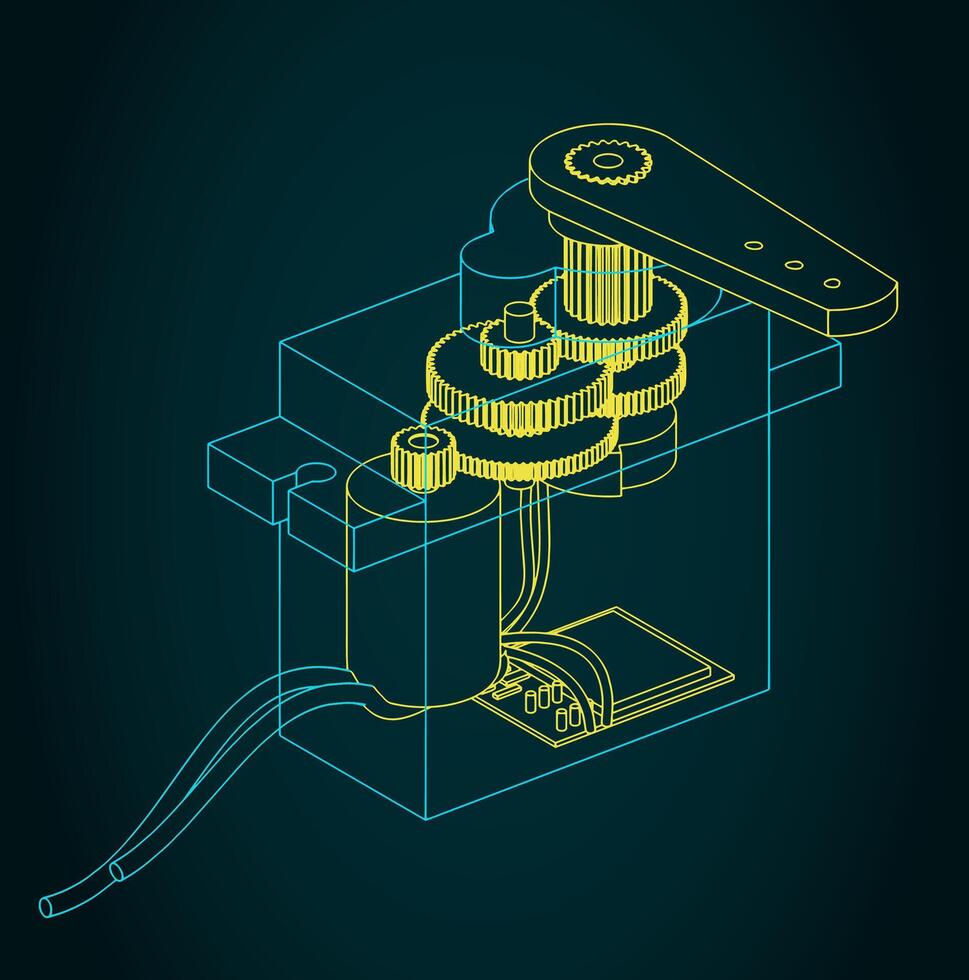 Servo motor blueprint vector
