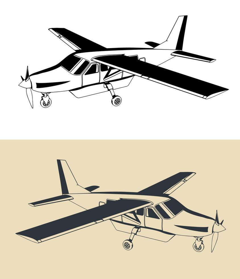 Light single-engine turboprop aircraft vector