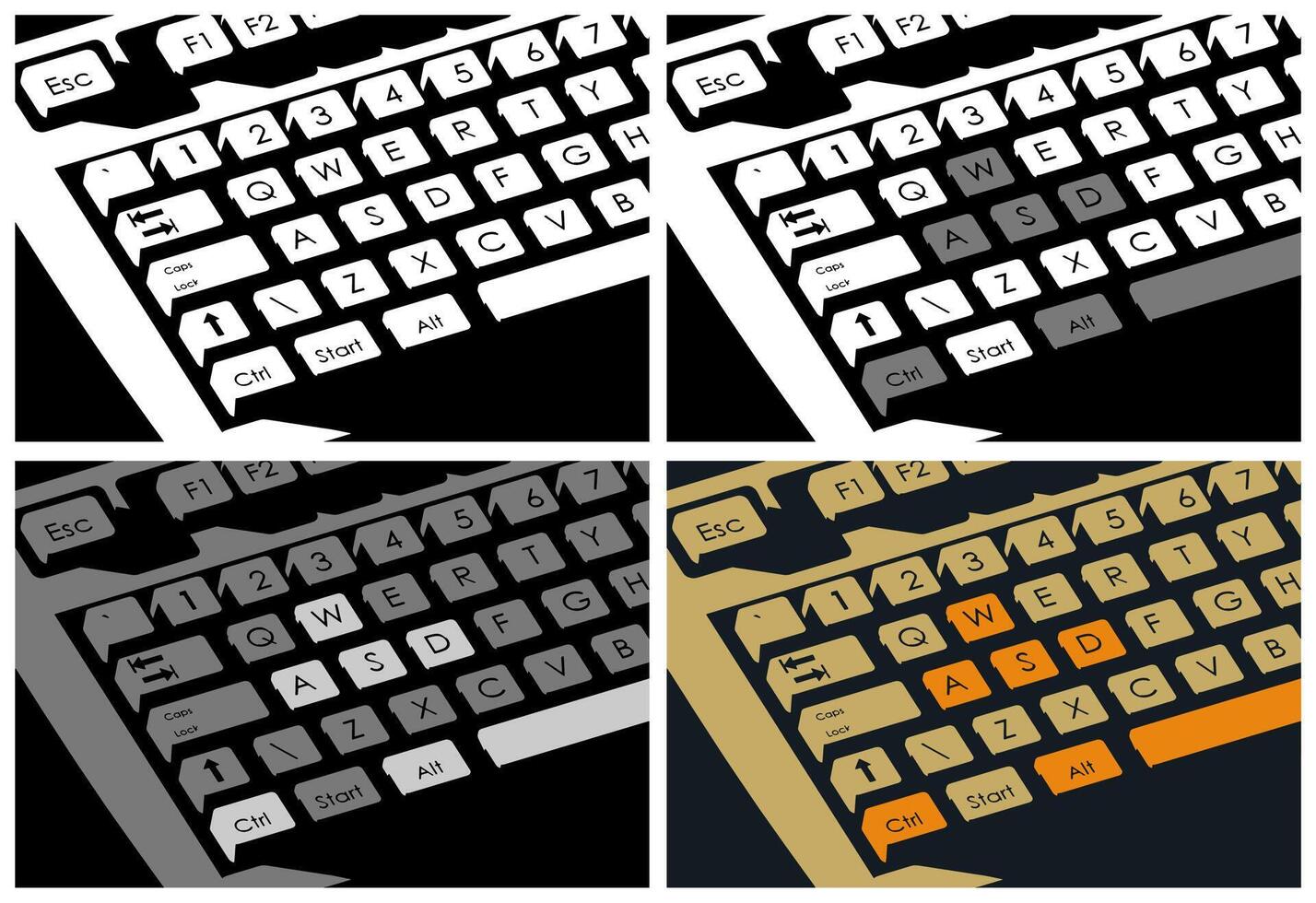 Mechanical retro keyboard mini set vector