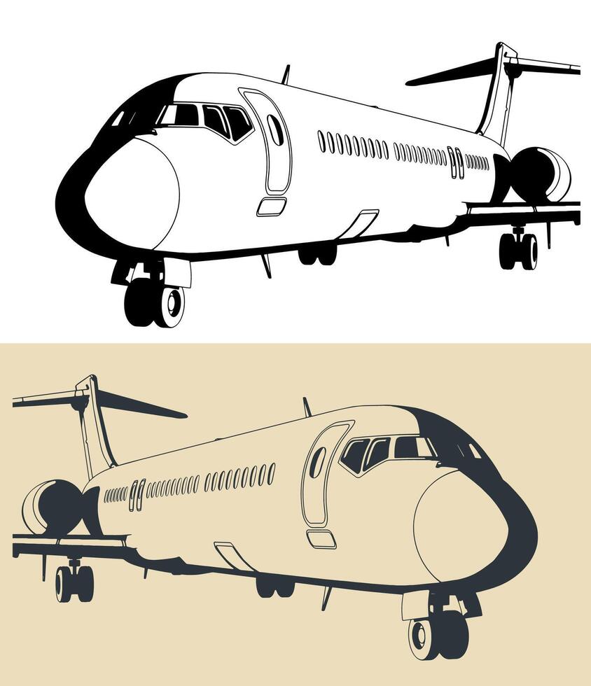 Passenger aircraft close-up vector
