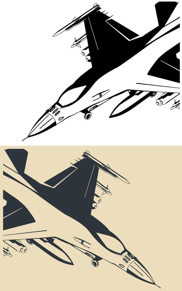 Military aircraft F-16 light fighter vector