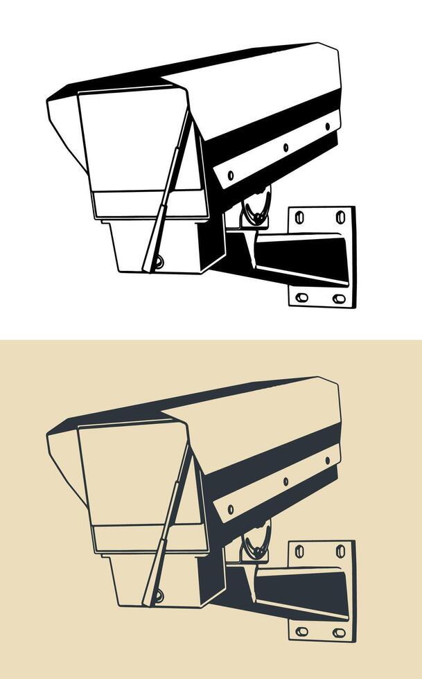 Surveillance camera illustrations vector