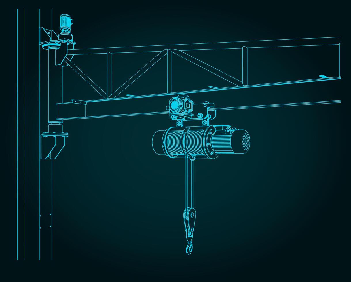 Jib crane close-up illustration vector