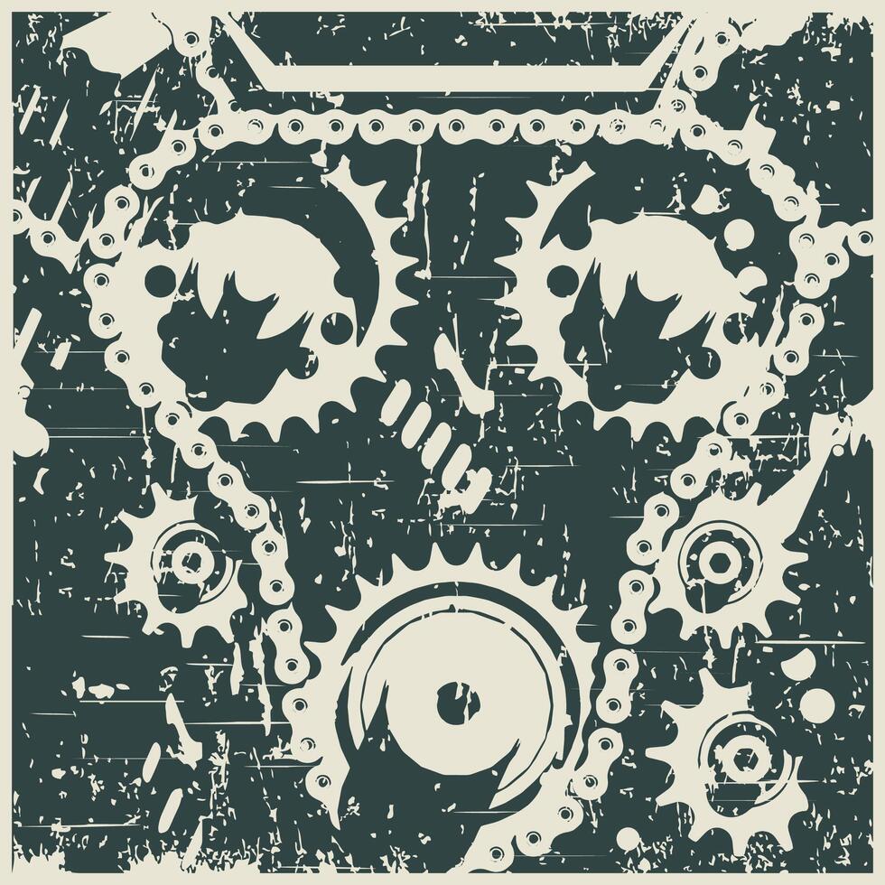 Mechanisms close up illustrations retro poster vector