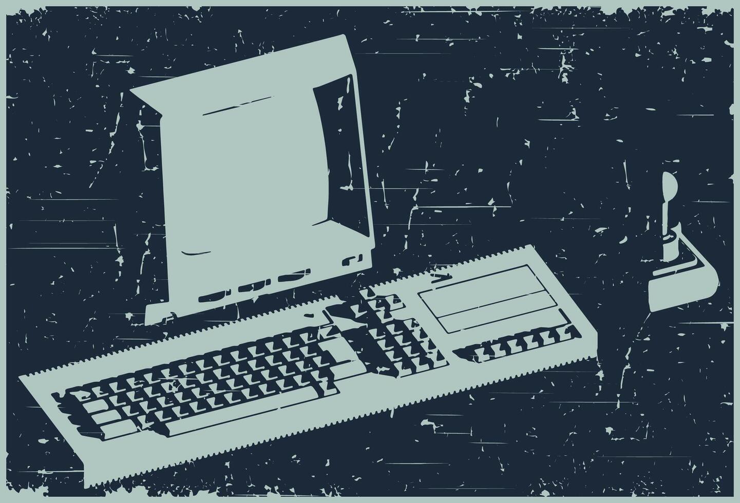 Retro computer poster vector