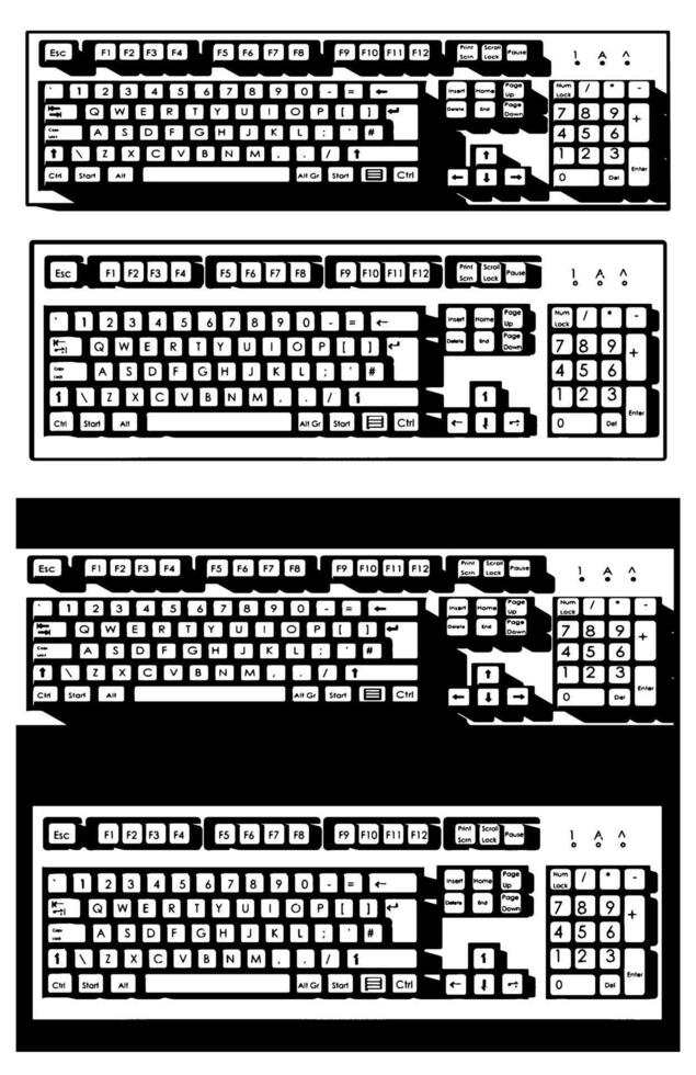 Mechanical keyboard illustrations vector