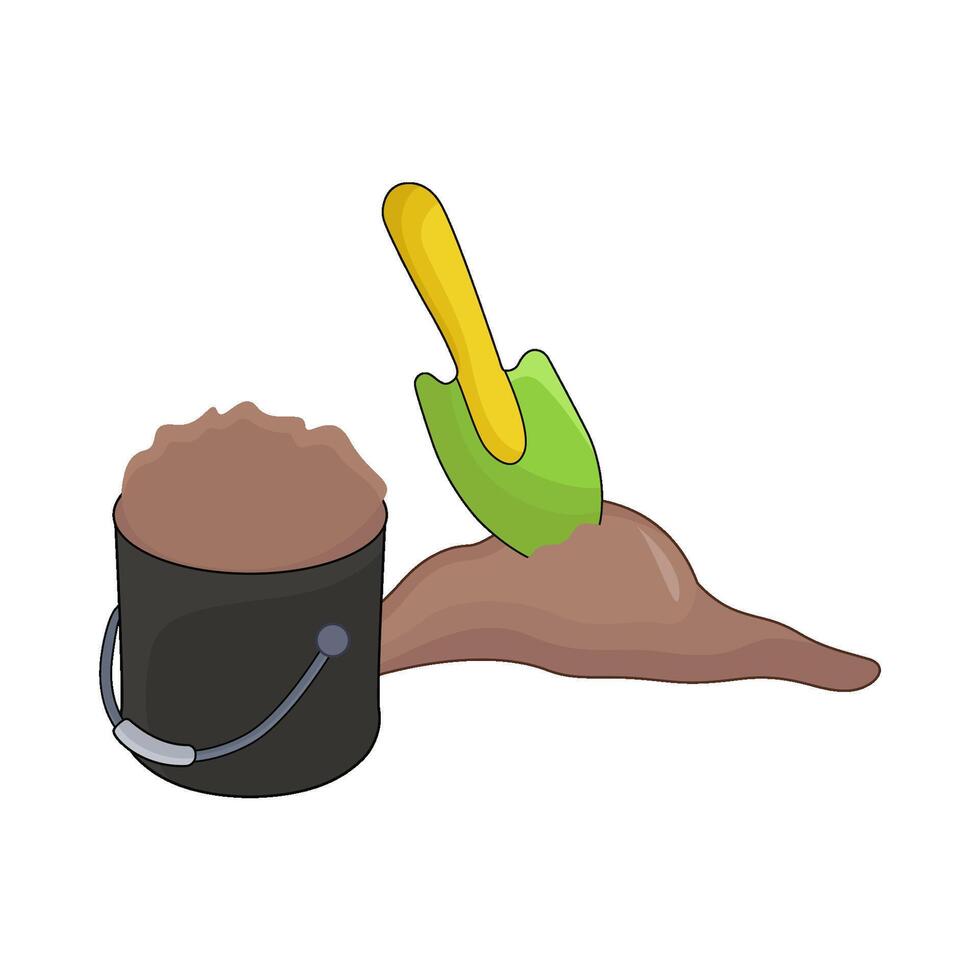illustration of shovel and bucket vector