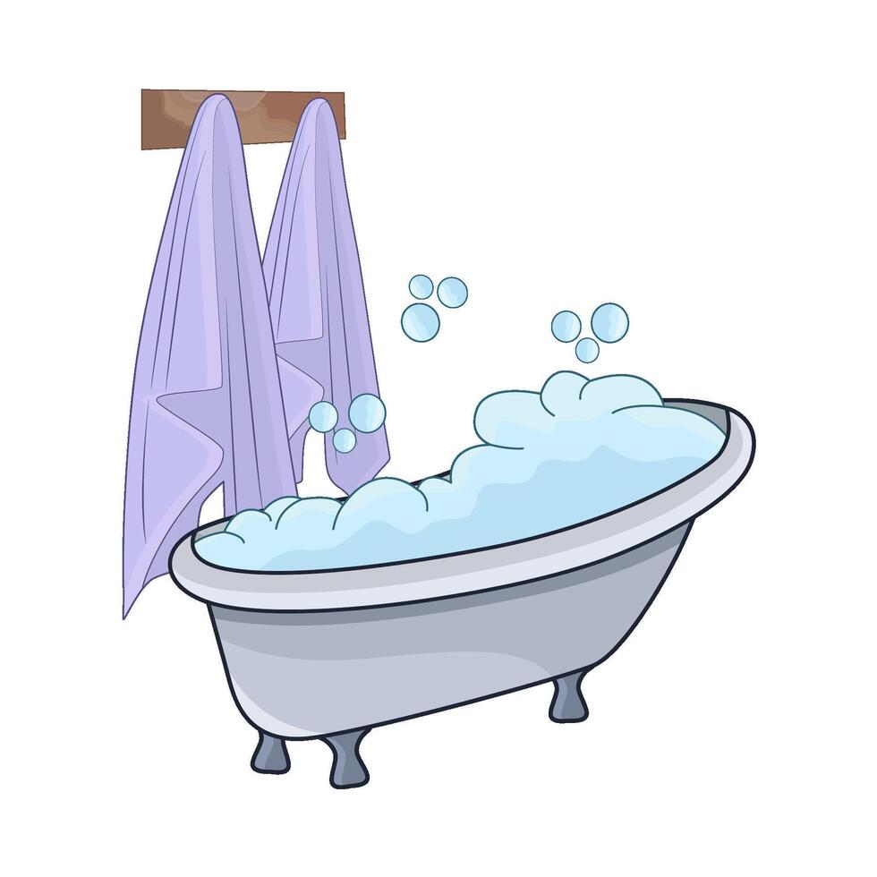 illustration of bathtub with towel vector