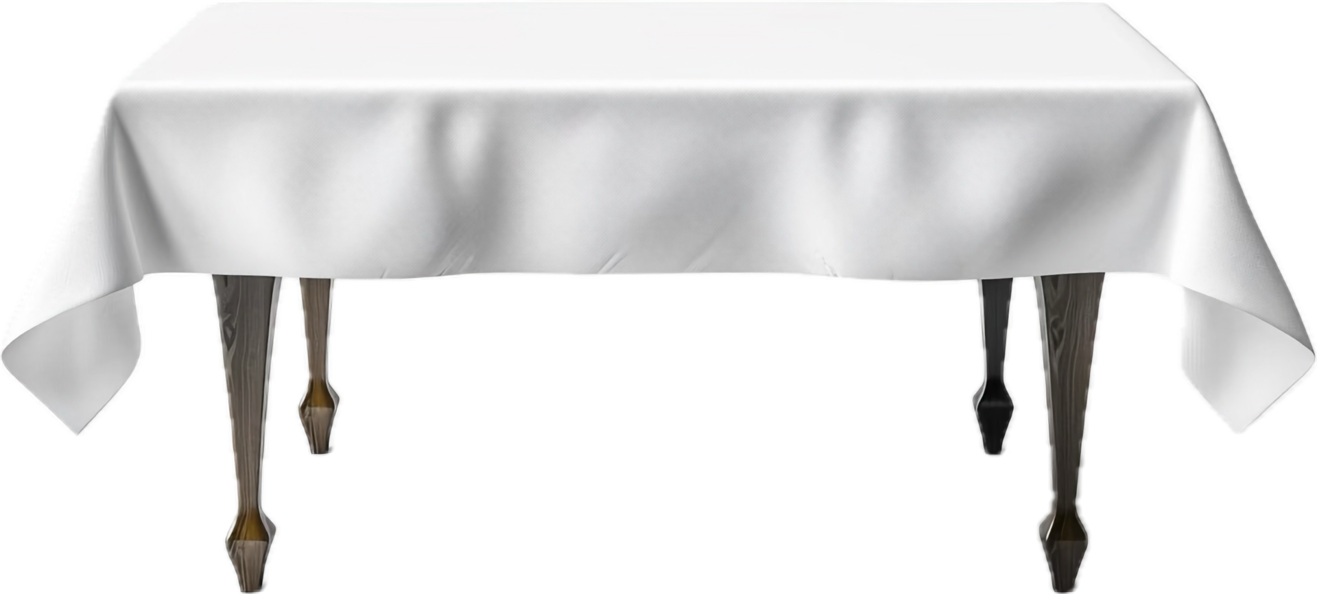 Rectangular Table with White Tablecloth. png
