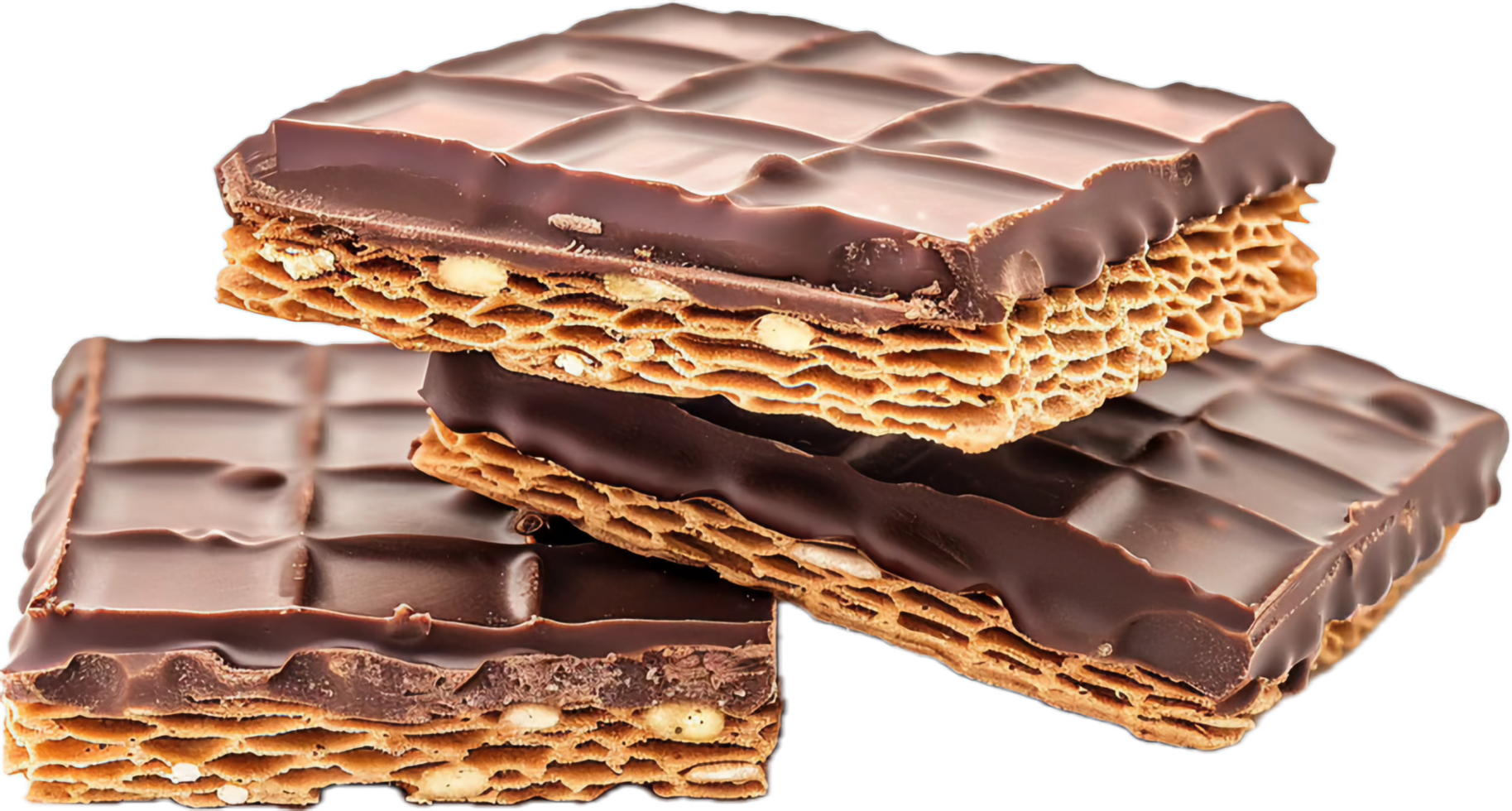 Stack of Chocolate Covered Wafer Biscuits. png