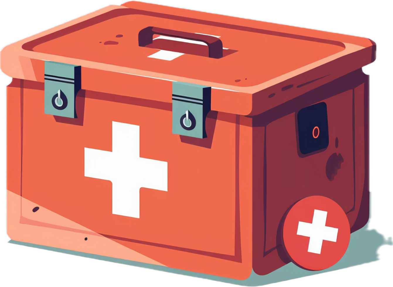 Illustrated First Aid Kit Box with Cross Symbol. png