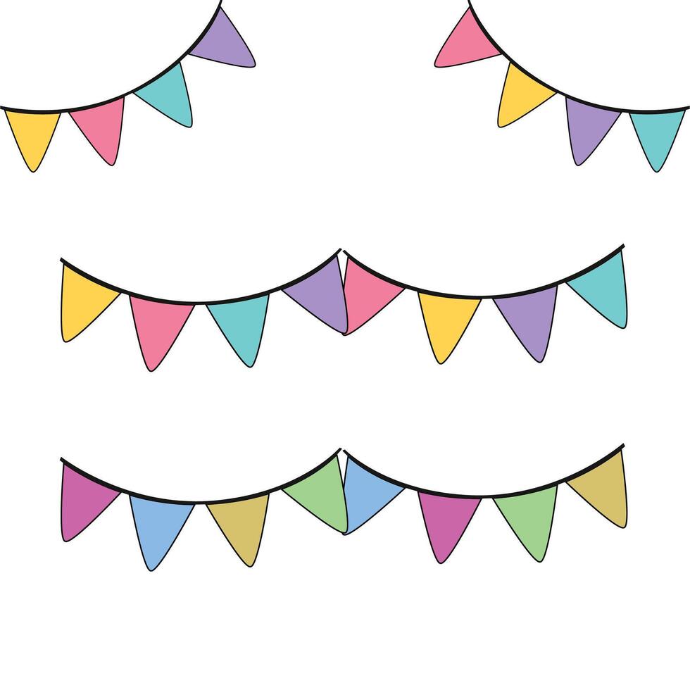 Colorful birthday garlands with great designs vector