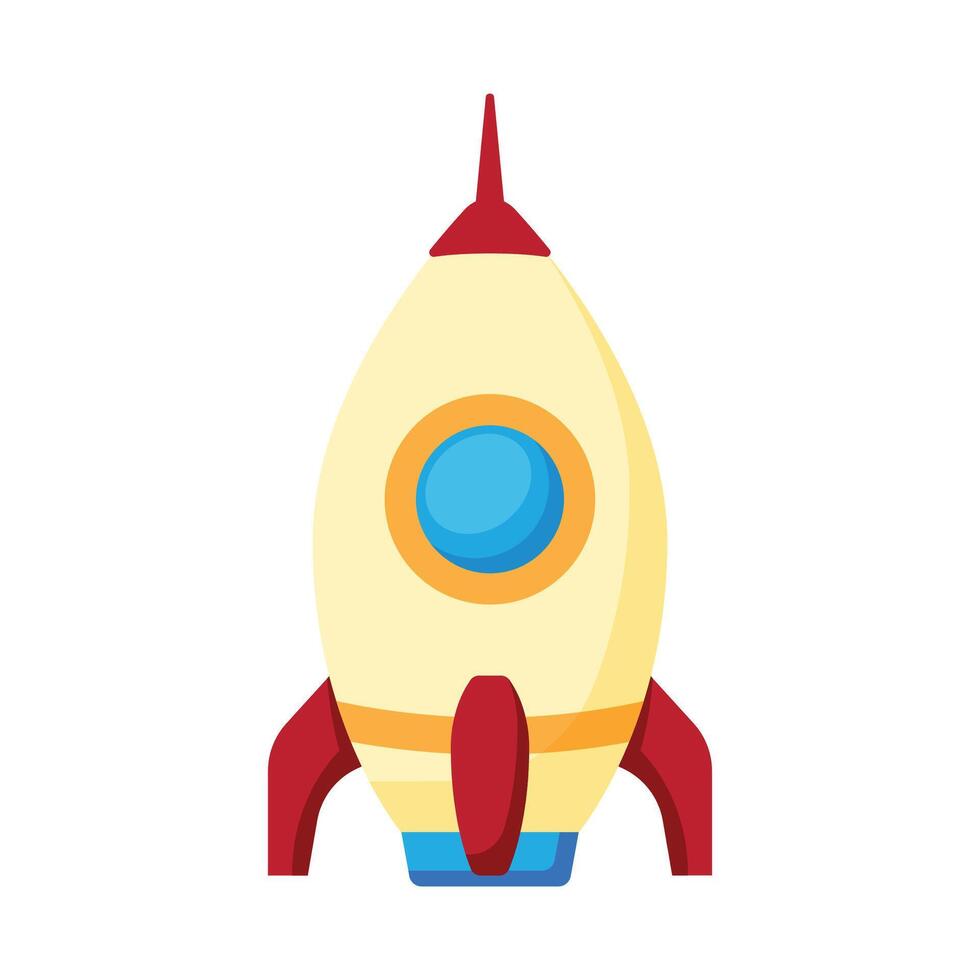 Rocket ship launch pastel flat on white background vector