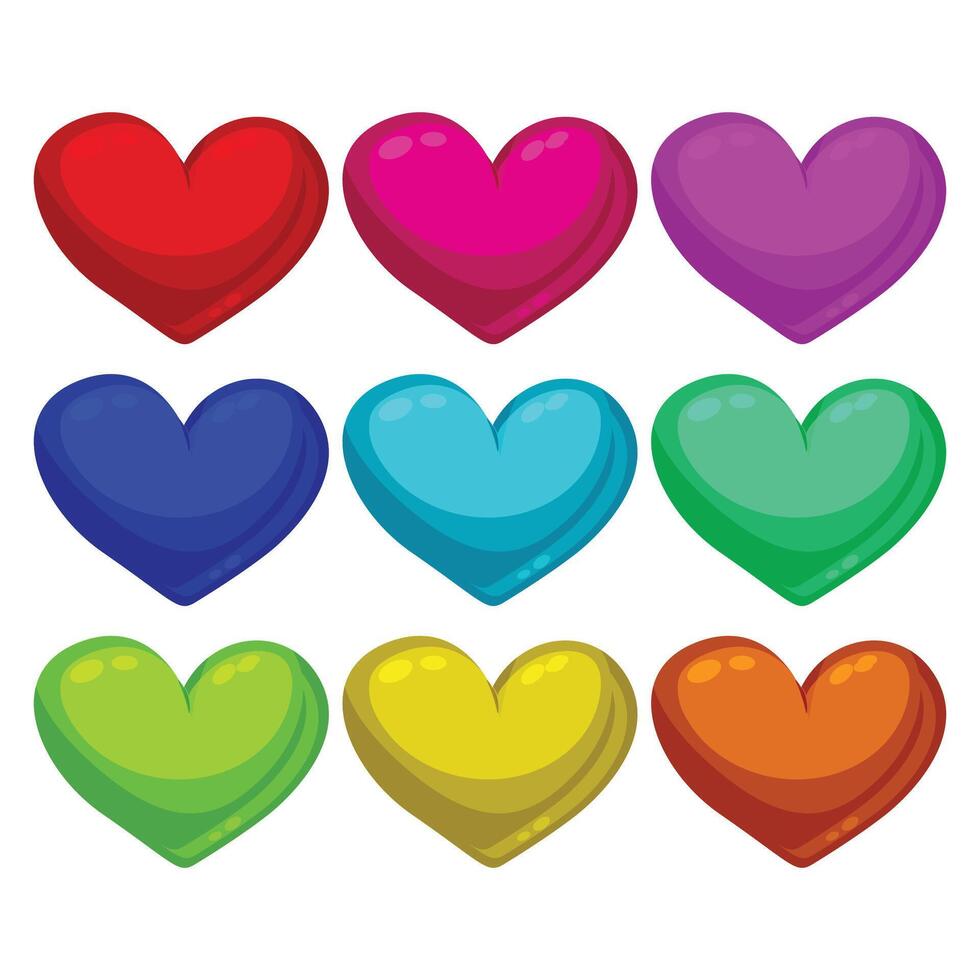 Hand drawn hearts set illustration on white background vector