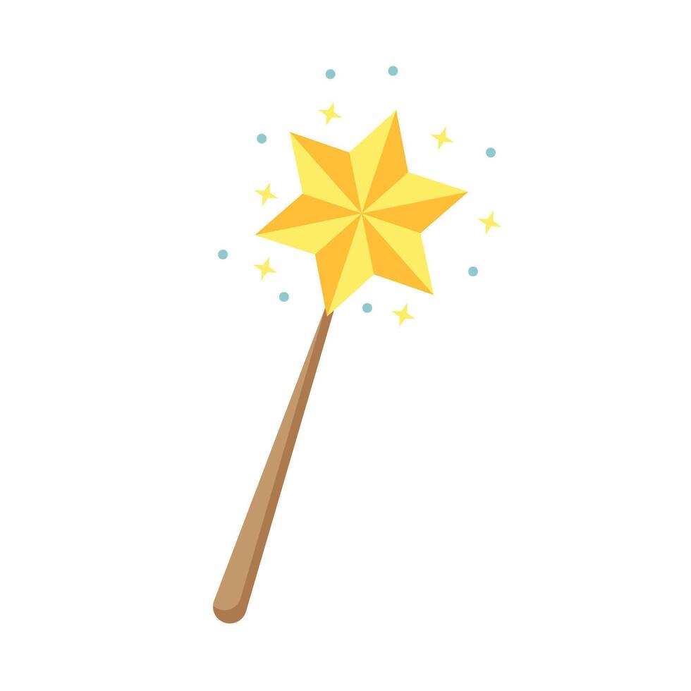 Yellow magic wand icon with stars magic wand vector