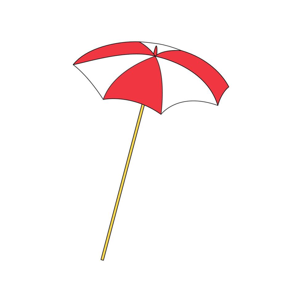 Hand drawn red beach umbrella on white background vector