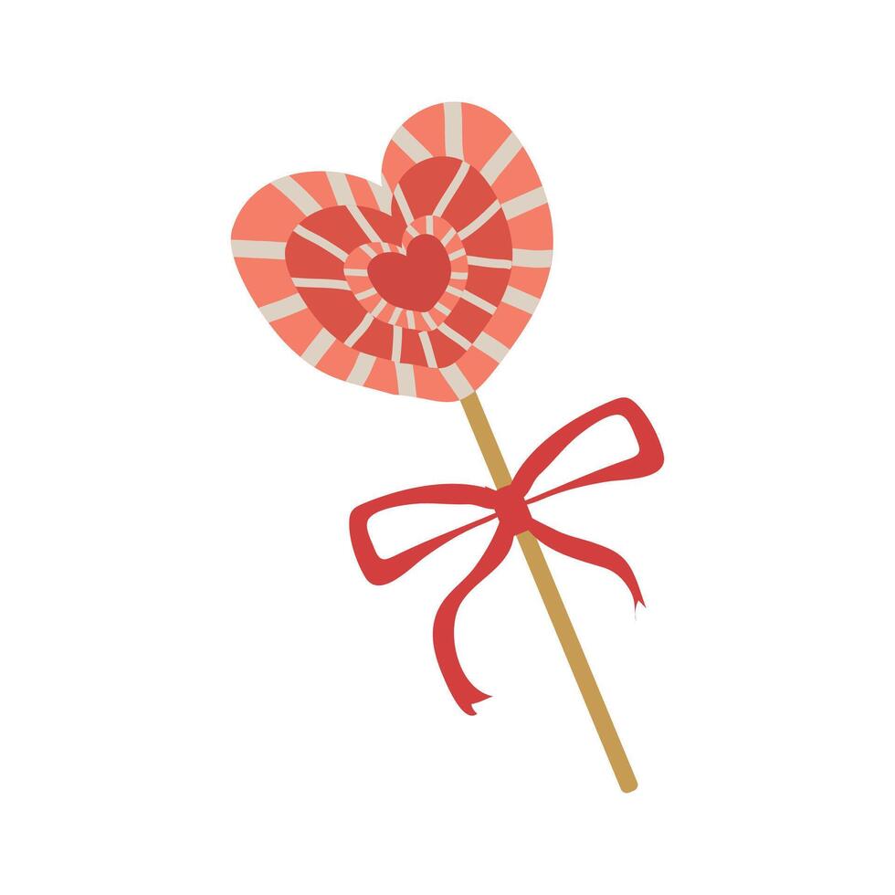 Candy heart symbol drawing for design Lollipop Isolated vector