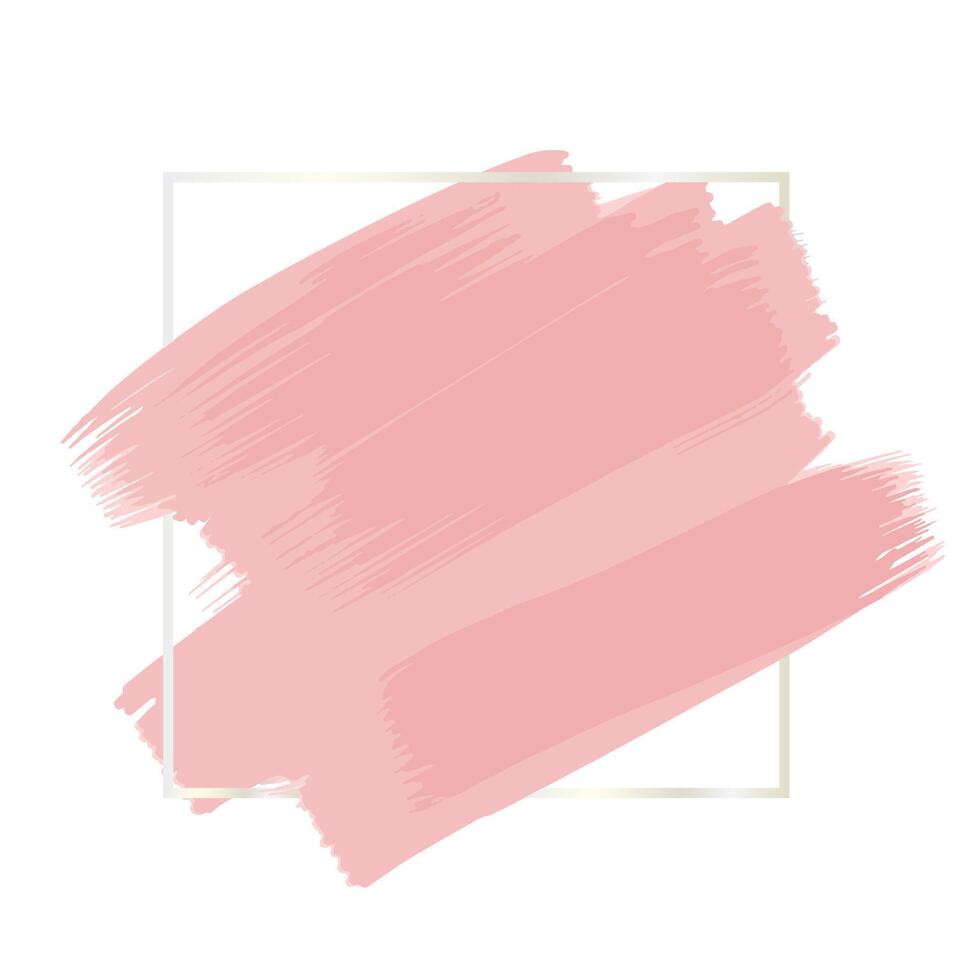 Golden simple frame with watercolor stain vector