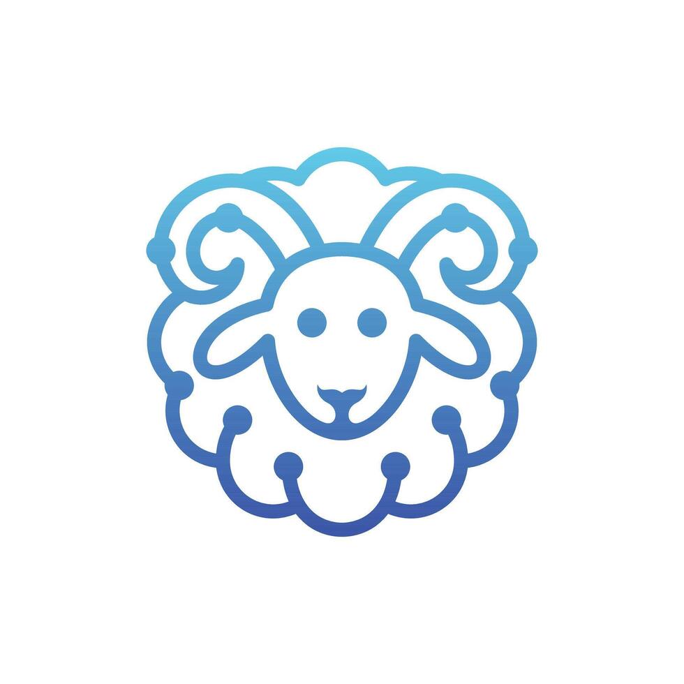 Animal Sheep Technology with dot line simple logo vector
