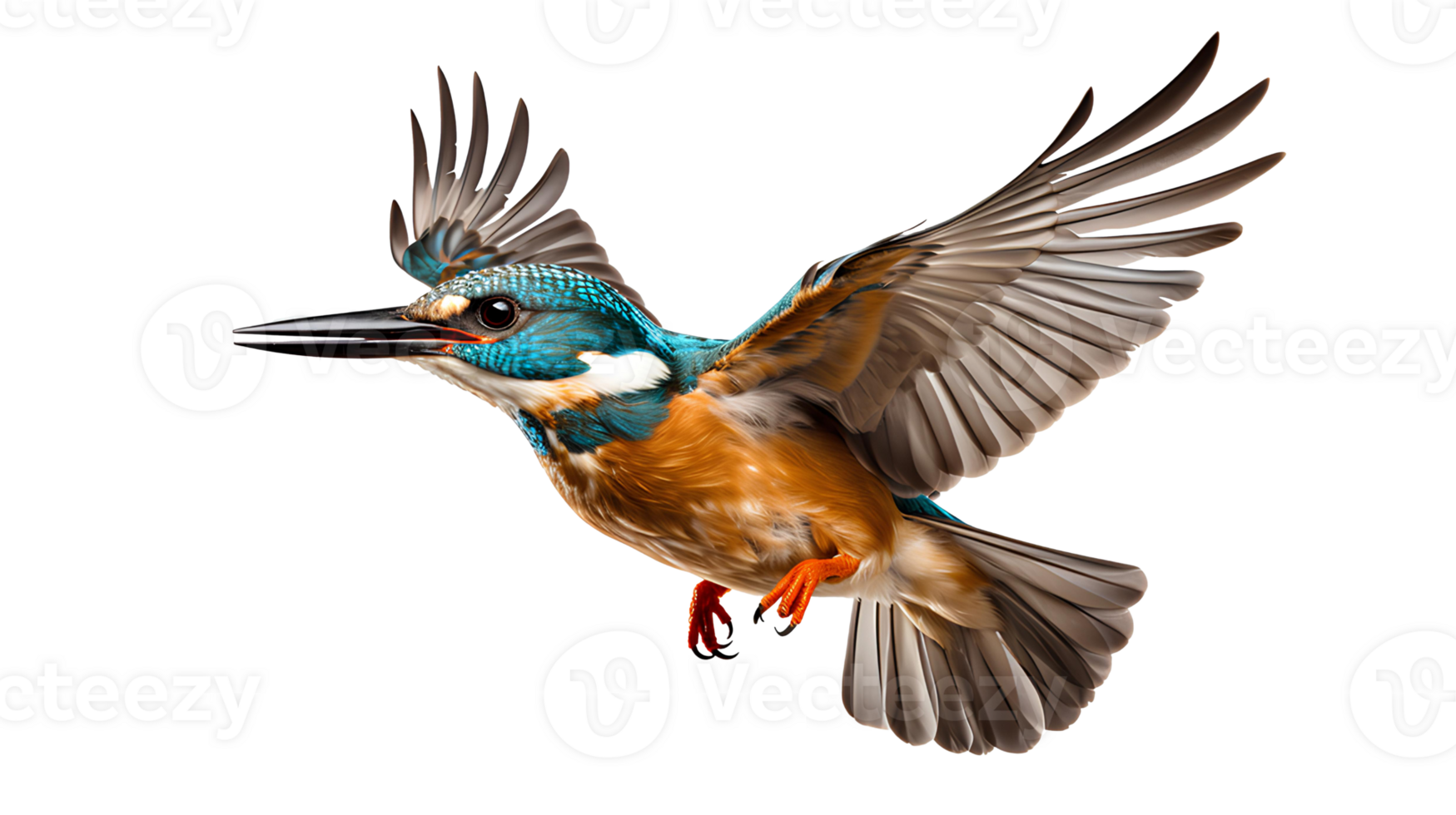 Kingfisher bird . Beautiful bird with blue and orange feathers isolated. Kingfisher bird in flight with spread wings png