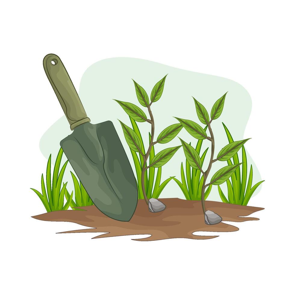 Illustration of garden shovel vector
