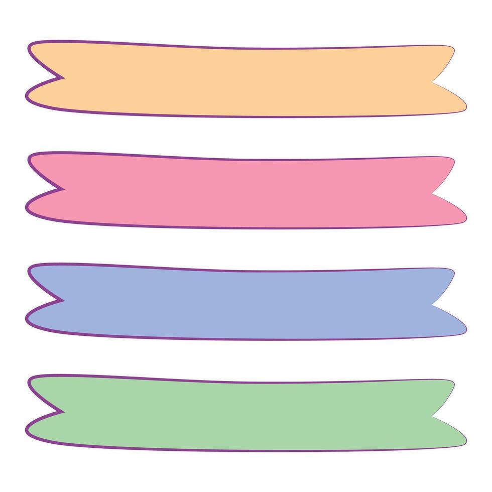 Collection of hand drawn colored ribbons vector