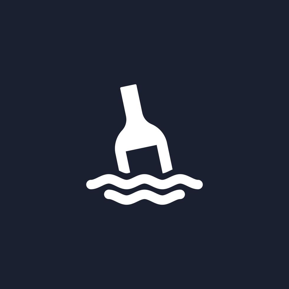 message paper on the bottle river water logo design template vector