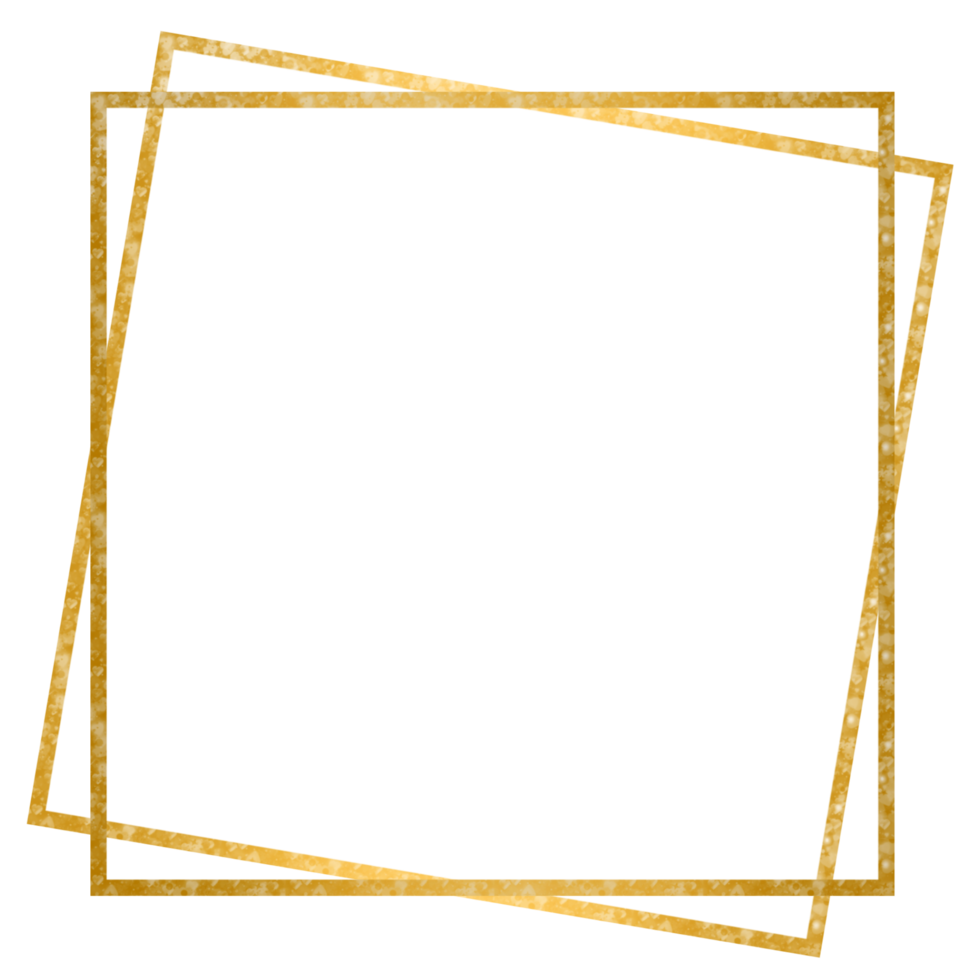 Glittery Gold Square Frame on a Transparent Background png