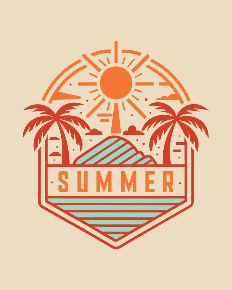 Monoline Summer View for your Tshirt design, community, or element design vector