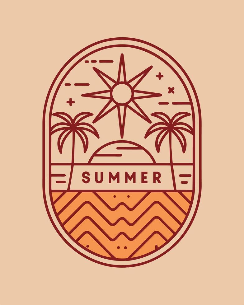 Monoline Summer View for your Tshirt design, community, or element design vector
