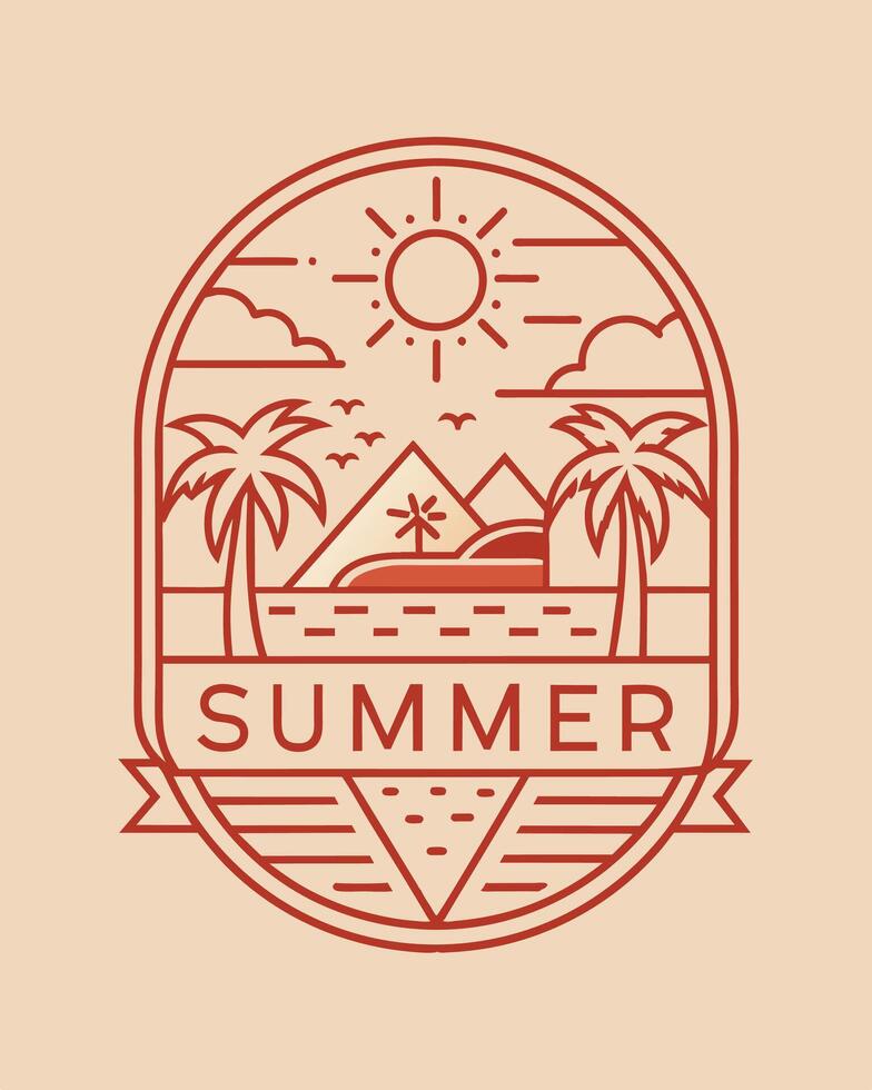 Monoline Summer View for your Tshirt design, community, or element design vector