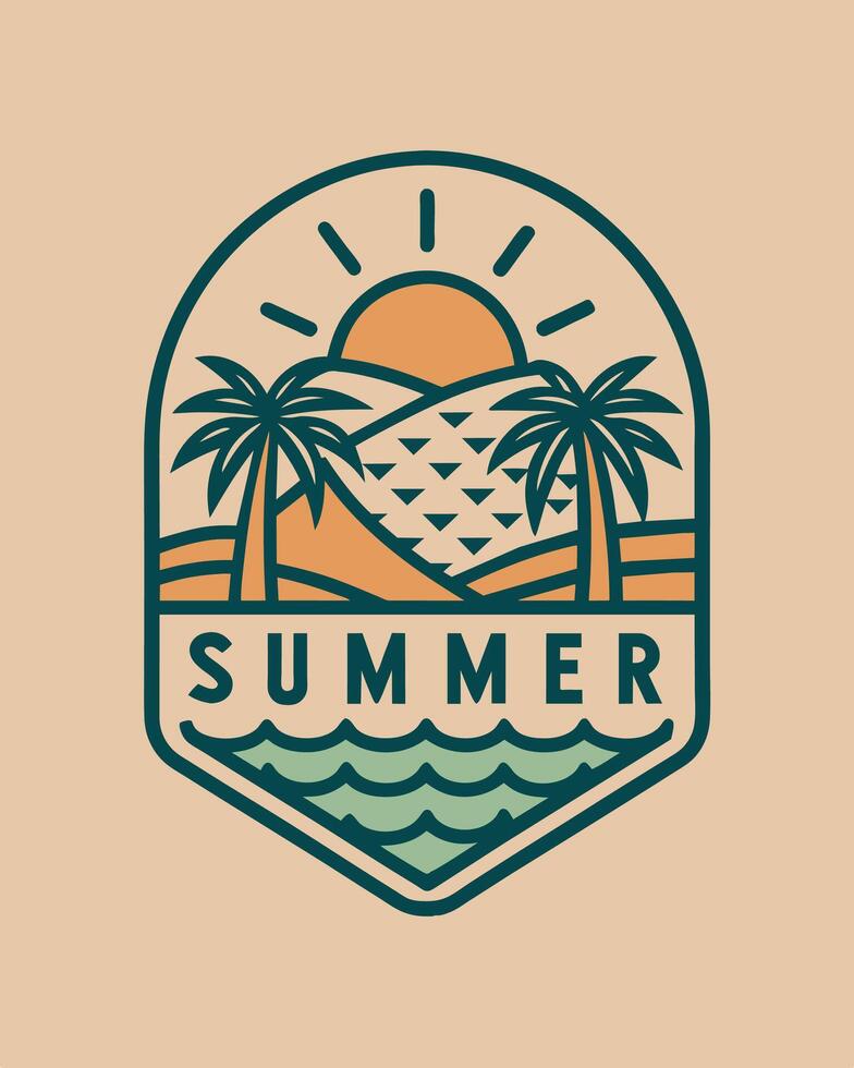 Monoline Summer View for your Tshirt design, community, or element design vector
