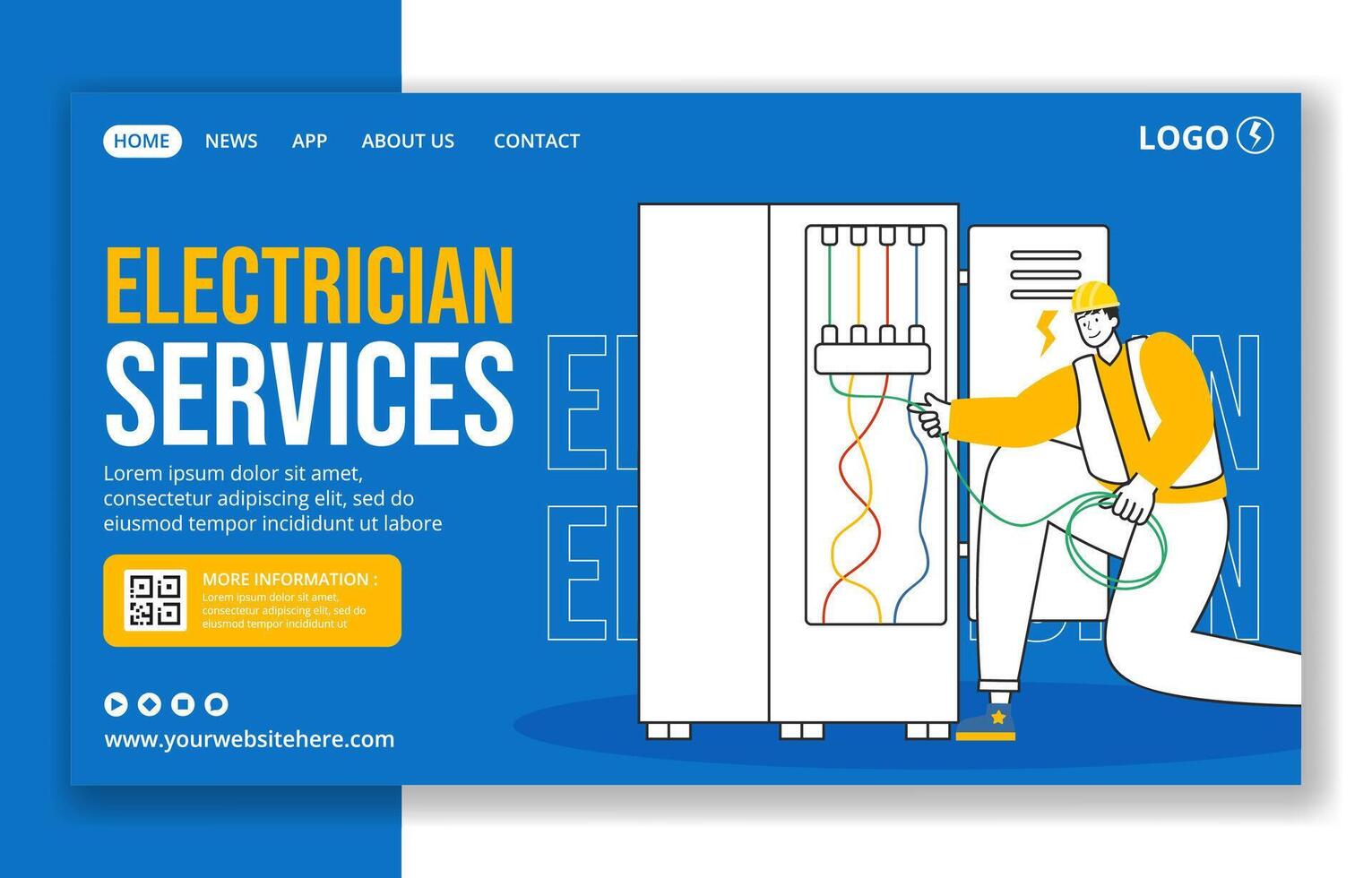 Electrician Services Infographic Flat Cartoon Hand Drawn Templates Background Illustration vector