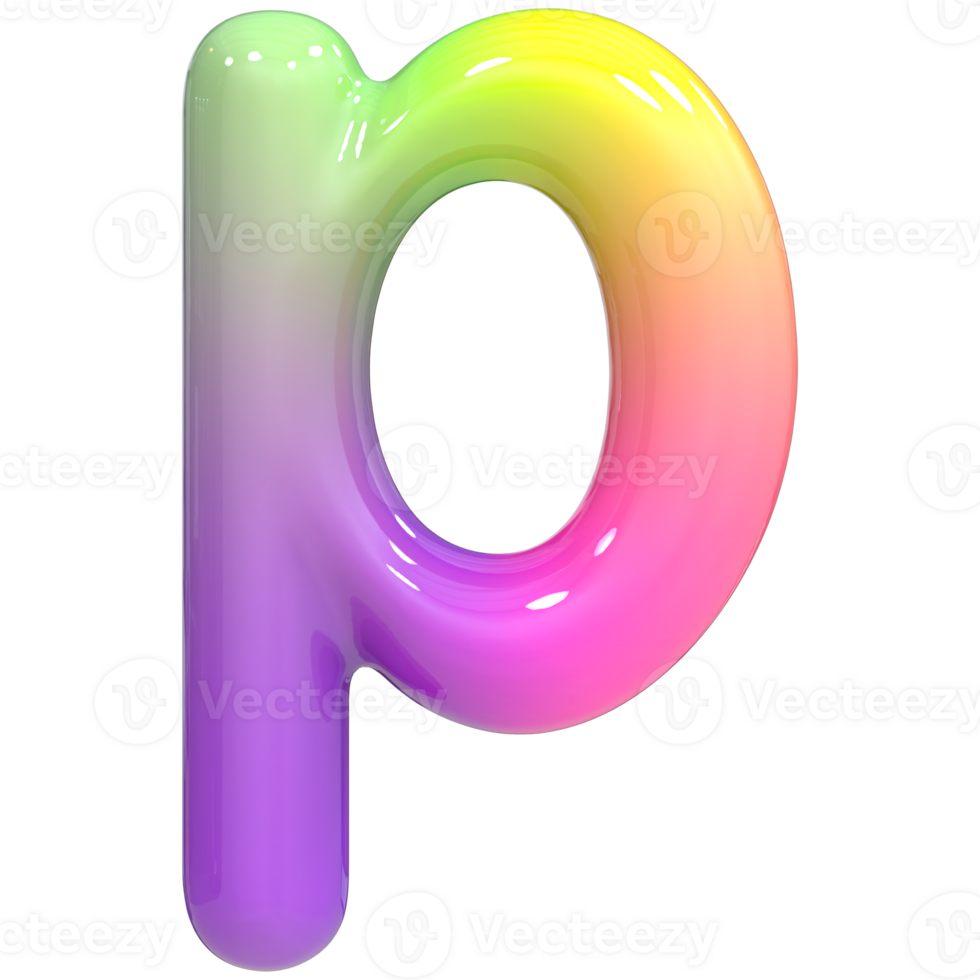 Font p 3D, Color Gradient png
