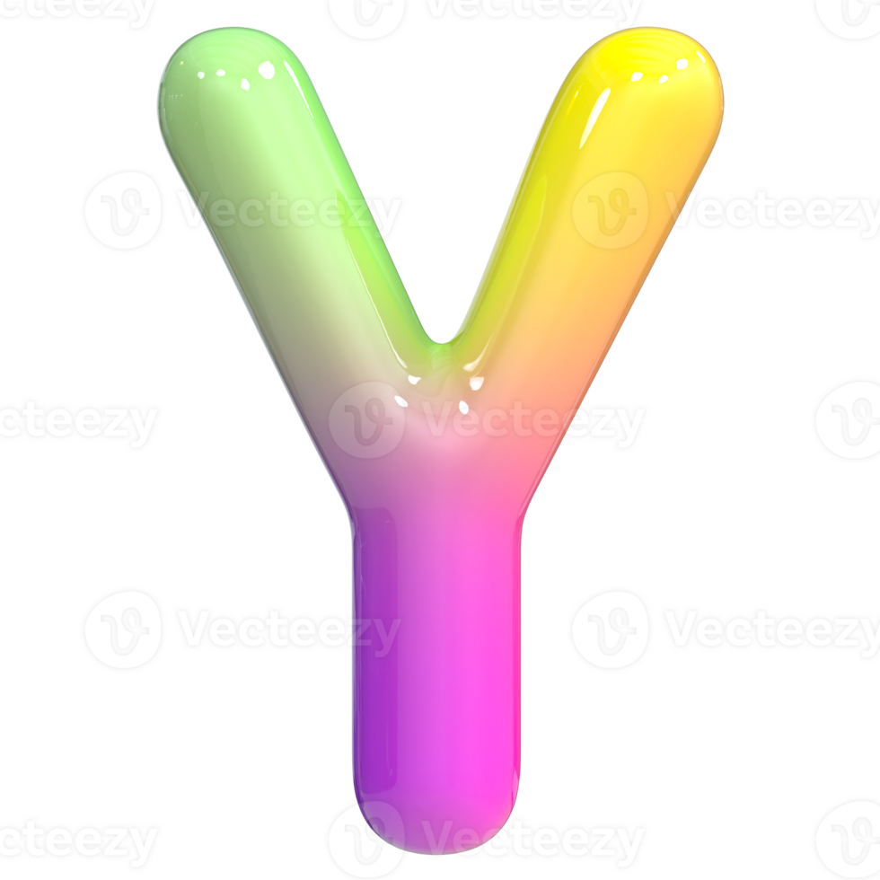 Font Y 3D Rendering, Color Gradient png