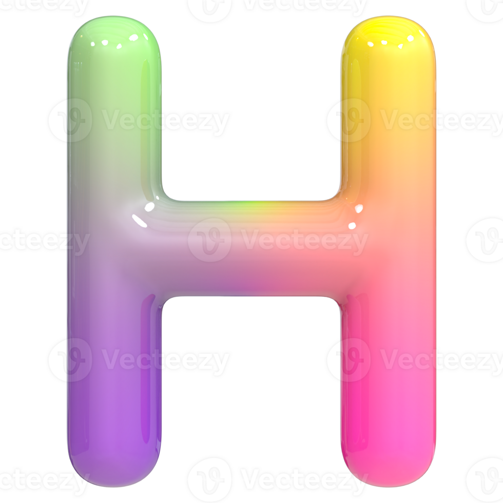 Font H 3D Rendering, Color Gradient png