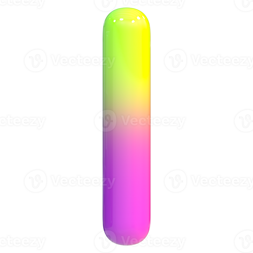 Font I 3D Rendering, Color Gradient png