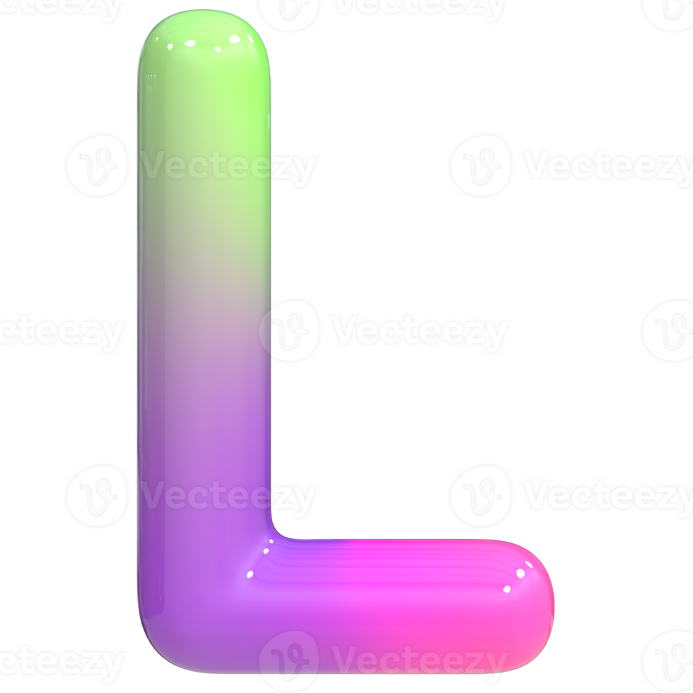 Font L 3D Rendering, Color Gradient png